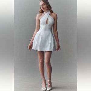 BHLDN halter pearl embellished mini dress